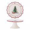 Bloomingville CHRISTMAS NAIVE Świąteczna Patera - Talerz do Ciasta 21 cm / Biała